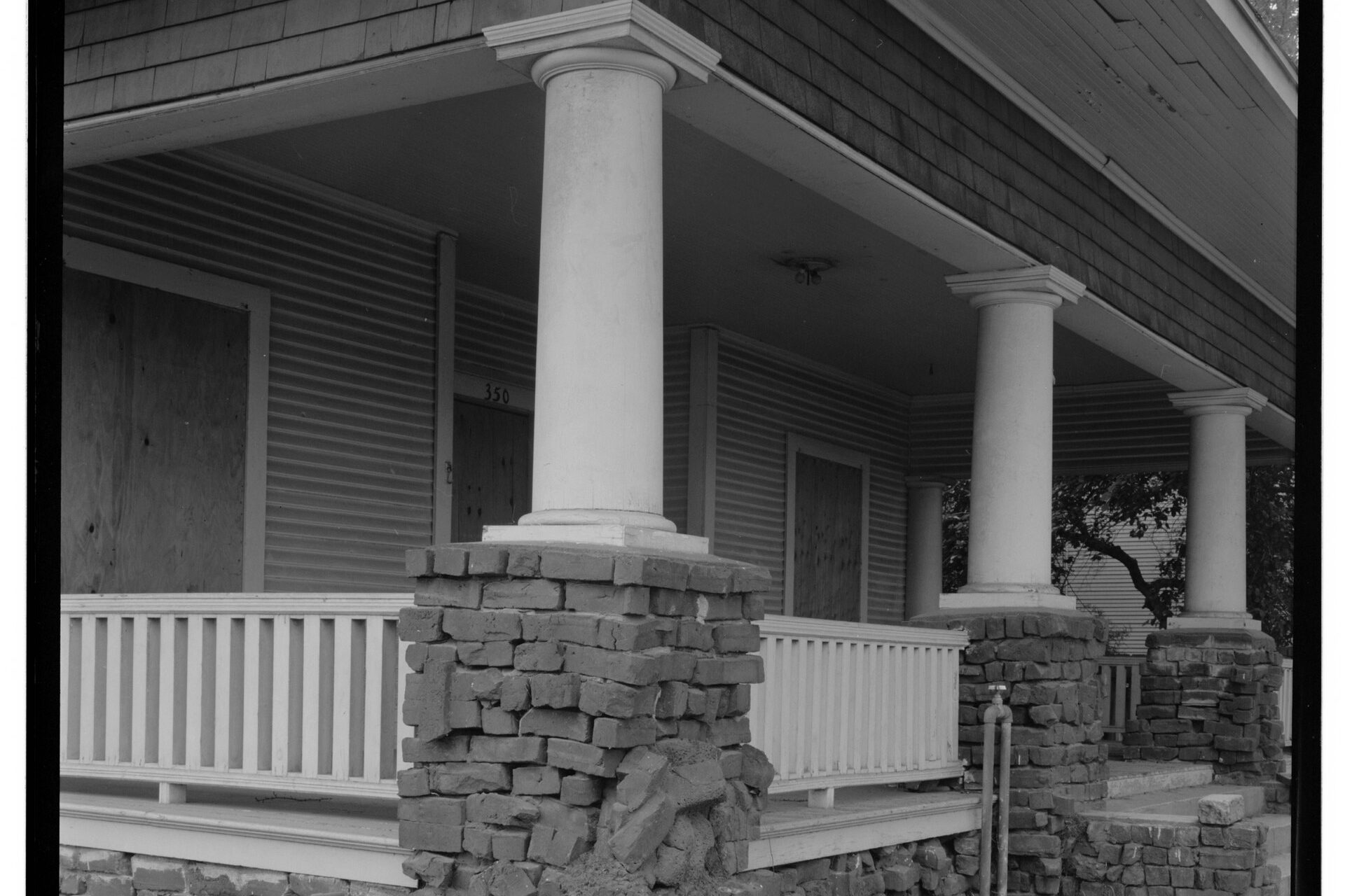 Front porch on clinker-brick piers