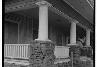 Front porch on clinker-brick piers