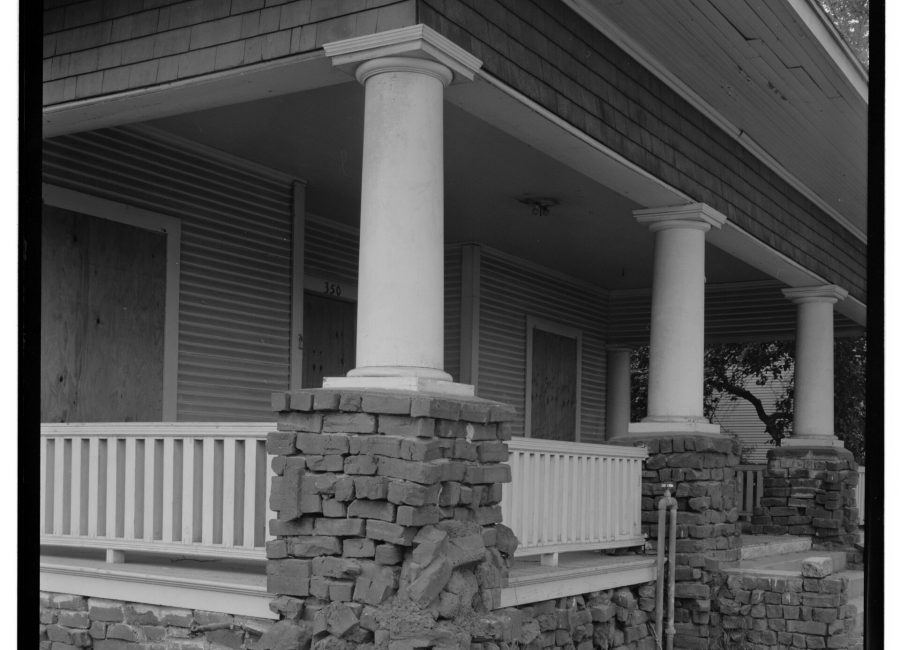 Front porch on clinker-brick piers