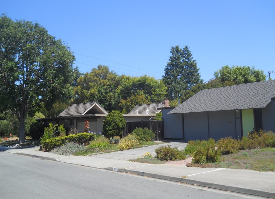 Mid-century ranch home street