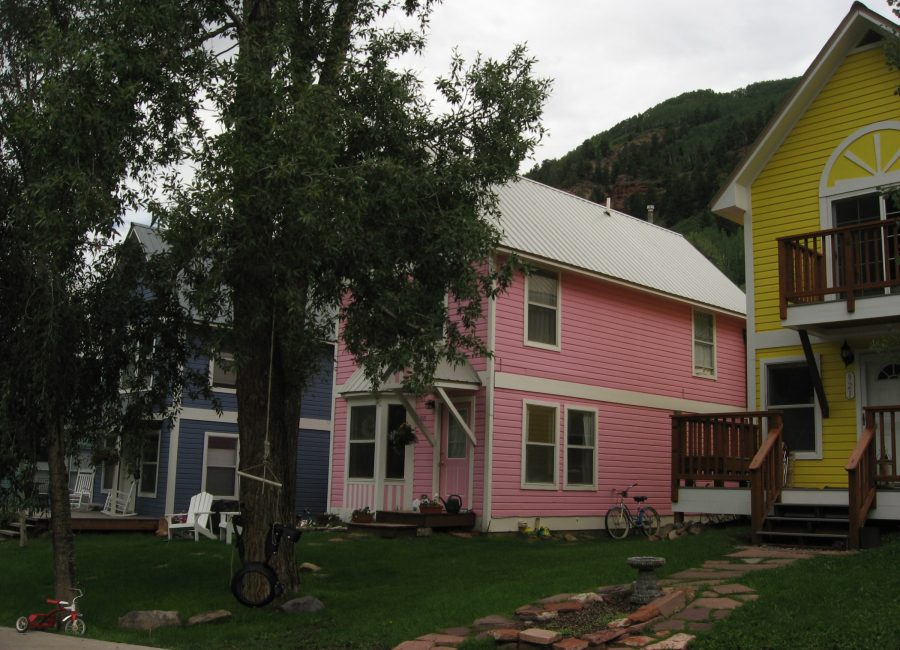 Hillside street with canyon view