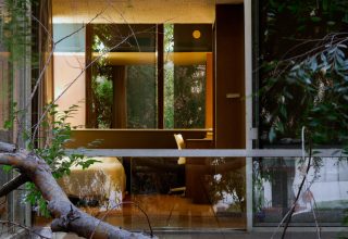 South-facing courtyard with sliding glass